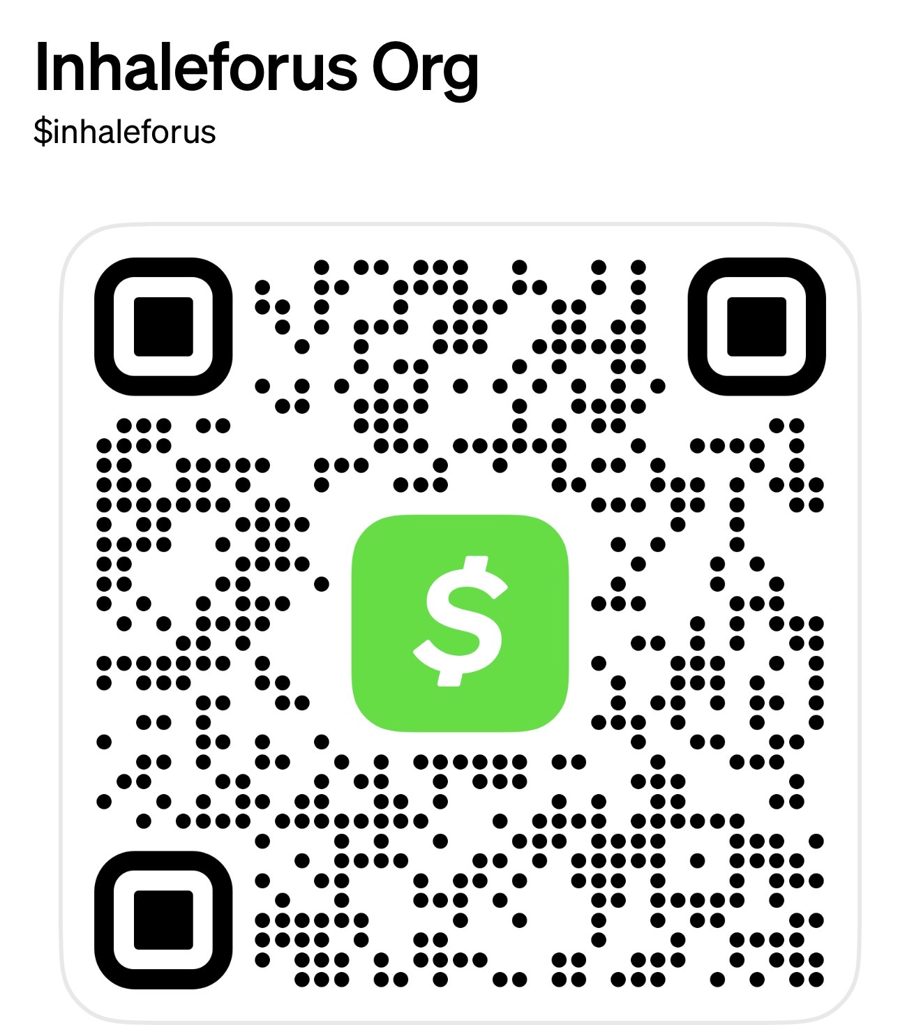Cash App QR code for Inhale for Us